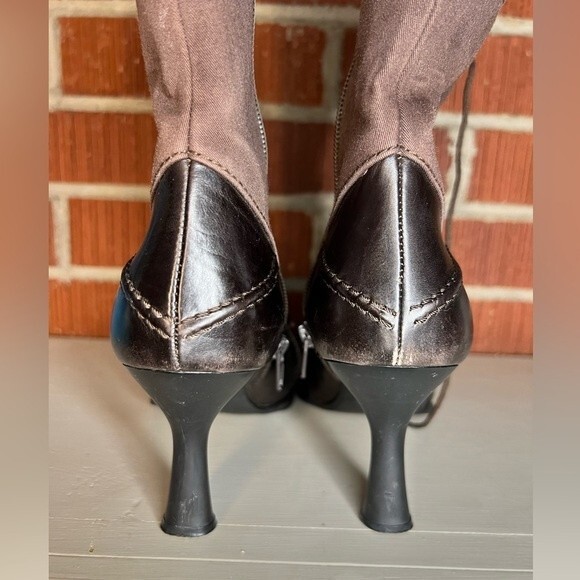 Stuart Weitzman Boots Womens 8.5 AA Brown Leather Witch Cosplay Steampunk S - Picture 13 of 15